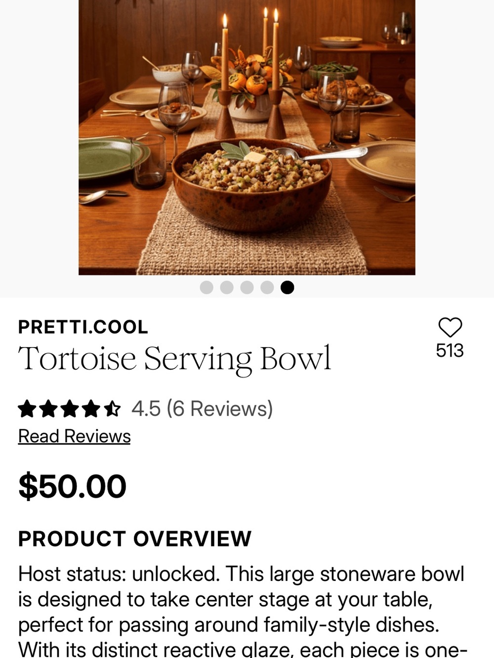 Tortoise-Pattern Stoneware Serving Bowl - Brown